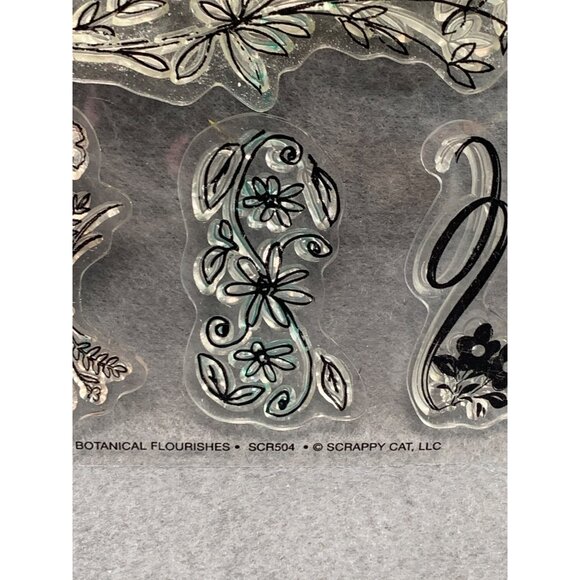 Scrappy Cat LLC Designer & Botanical Flourishes Clear Stamps Set Crafting Decora - Picture 2 of 6